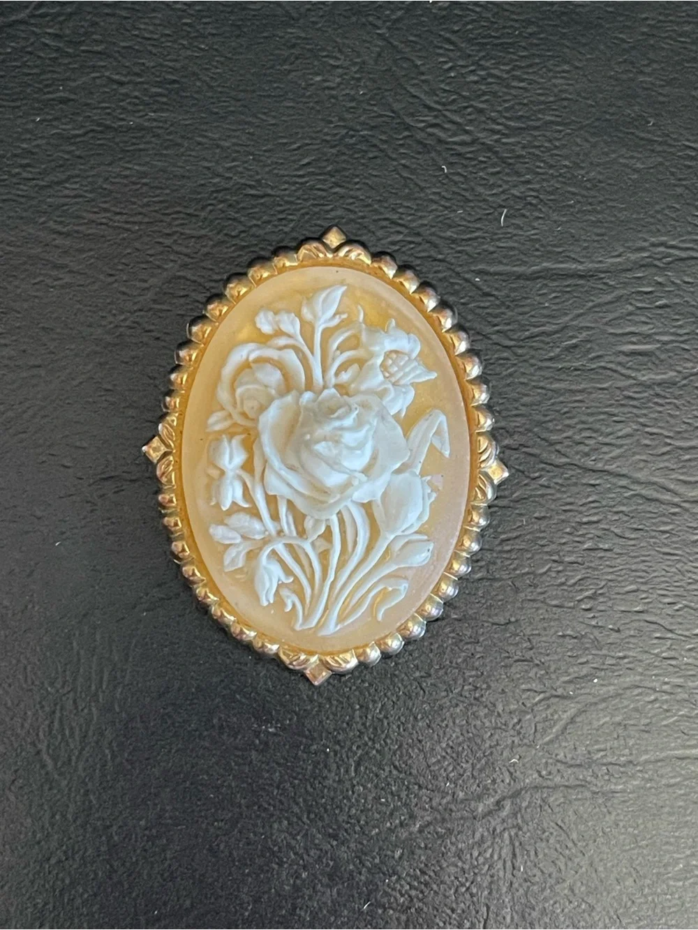 Vintage Floral Cameo scarf clip brooch.